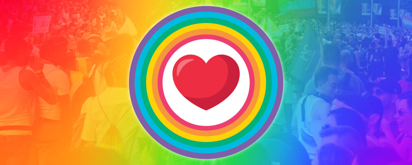 Heart inside a rainbow of colours